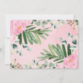 Invitation Rose Floral Forêt Animaux Bébé Fille (Dos)