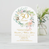 Invitation Rose Floral Garland 50e anniversaire de Mariage (Debout devant)