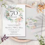 Invitation Rose Floral Garland 70e anniversaire de Mariage<br><div class="desc">Doté d'une délicate guirlande de verdure fleurie d'aquarelle,  cet élégant 70ème anniversaire de mariage botanique peut être personnalisé avec vos informations spéciales anniversaire. Au verso,  une guirlande fleurie assortie encadre vos dates d'anniversaire dans un texte élégant. Conçu par Thisisnotme©</div>