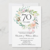 Invitation Rose Floral Garland 70e anniversaire de Mariage (Devant)