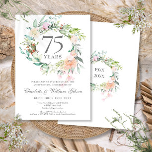 Invitation Rose Floral Garland 75e anniversaire du Mariage