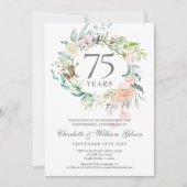Invitation Rose Floral Garland 75e anniversaire du Mariage (Devant)