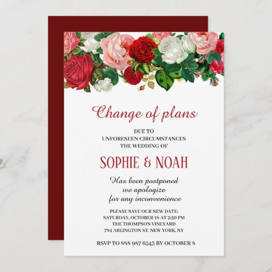 Invitation Rose Floral Garland Mariage (Devant / Derrière)