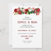 Invitation Rose Floral Garland Mariage (Devant)
