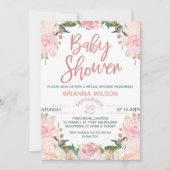 Invitation Rose Floral Gold Baby shower (Devant)