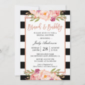 Invitation Rose Floral Gold Brunch et Fête des mariées Bubbly (Devant)