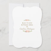 Invitation Rose Floral Gold Espagnol fille 1er anniversaire B (Dos)