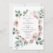 Invitation Rose Floral Green Baby shower (Devant)