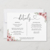 Invitation Rose Floral Heart Script Détails Fiche d'informati (Devant)