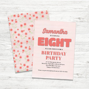Invitation Rose Floral Huitième anniversaire fille Modèle de