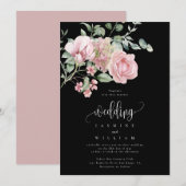 Invitation Rose Floral Mariage (Devant / Derrière)