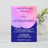 Invitation Rose Floral Marine Bleu Rose Élégant mariage perso (Debout devant)