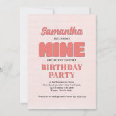 Invitation Rose Floral Neuf Anniversaire Fille Modèle (Devant)