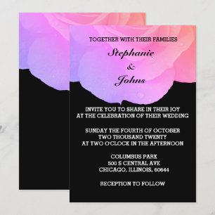 Invitation Rose Floral noir blanc Cool Rose tendance Mariage