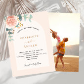 Invitation Rose floral or arche photo luxe mariage