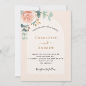 Invitation Rose floral or arche photo luxe mariage (Devant)