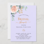 Invitation Rose floral or verdure violet Fête des mariées (Devant)