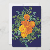 Invitation Rose Floral Orange Navy Blue Peony Mariage (Dos)