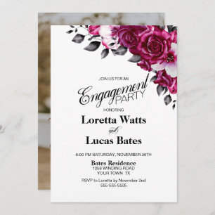 Invitation Rose Floral Photo Party