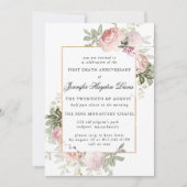 Invitation Rose Floral Premier anniversaire de la mort (Devant)