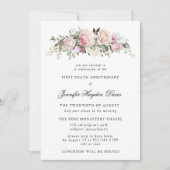 Invitation Rose Floral Premier anniversaire de la mort (Devant)