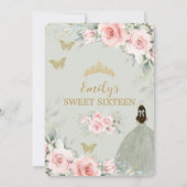 Invitation Rose Floral Princesse Sage Sweet sixteen vert (Dos)