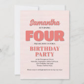 Invitation Rose Floral quatrième anniversaire Modèle de la fê (Devant)