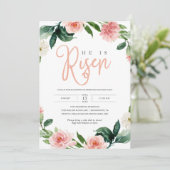 Invitation Rose Floral Religieux Il est ressuscité Brunch de  (Debout devant)