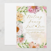 Invitation Rose Floral Rien de Fantaisie Juste Amour  (Devant / Derrière)