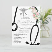 Invitation Rose Floral RN Nursing School (Debout devant)
