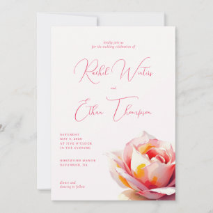 Invitation Rose Floral Romantique