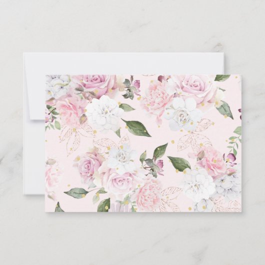 Invitation Rose floral rose QR Code mariage RSVP (Dos)