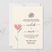 Invitation Rose floral simple musulman musulman Mariage (Devant)