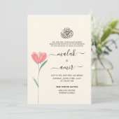 Invitation Rose floral simple musulman musulman Mariage (Debout devant)