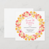 Invitation Rose Floral Sweet 16 Anniversaire (Devant / Derrière)