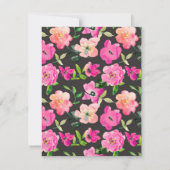 Invitation Rose Floral Vert Feuille Noir Or Quinceañera (Dos)