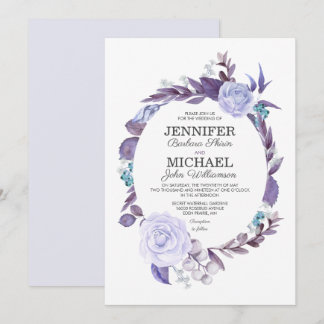 Invitation Rose floral violet Feuille Mariage de couronne 