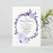 Invitation Rose floral violet Feuilles Fête des mariées de co (Debout devant)