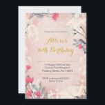 Invitation rose florale 16e anniversaire (n'import<br><div class="desc">Pink Floral 16th Birthday Invitation pour fille. Peut être modifié à n'importe quel âge</div>
