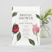 Invitation Rose Florale à la douche nuptiale (Debout devant)