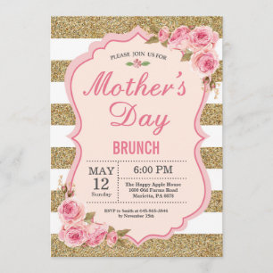 Invitation rose florale de brunch de jour de mères