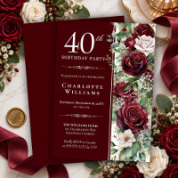 Rose florale de vin bordeaux élégante pour 40e ann