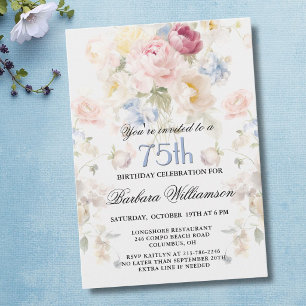 Invitation Rose Florale Élégante Peinte de Couleur Rose pour