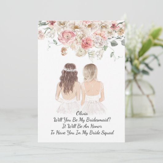 Invitation Rose florale mariage  (Debout devant)