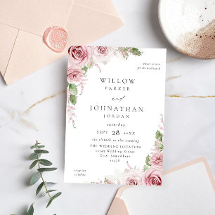 Invitation Rose Florale Mariage V2