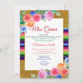 Invitation rose florale mexicaine pour les 16 ans  (Devant)