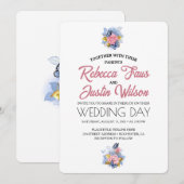 Invitation Rose Florale Poussiéreuse Rose Moderne Élégante (Devant / Derrière)