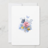 Invitation Rose Florale Poussiéreuse Rose Moderne Élégante (Dos)