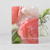 Invitation Rose Florale Rose Blanche Pêche 50e Anniversaire (Debout devant)