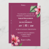 Invitation Rose Florale Rouge Fardée (Devant / Derrière)